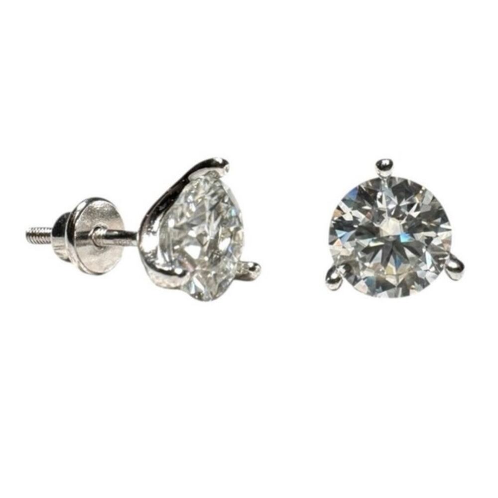 2.0 CTW Moissanite 925 Sterling Silver Screw Back Earrings New in Box